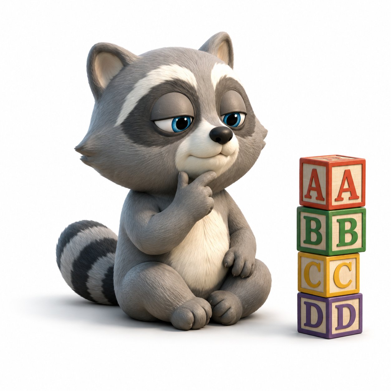 Paused thoughtful raccoon